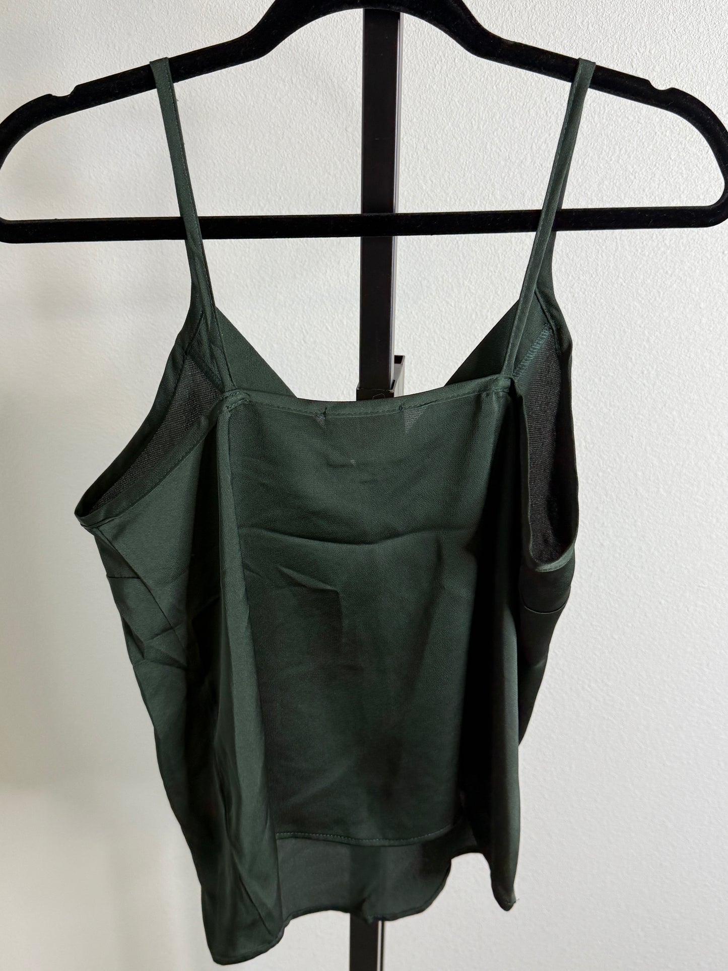 Satin Cami in Hunter Green