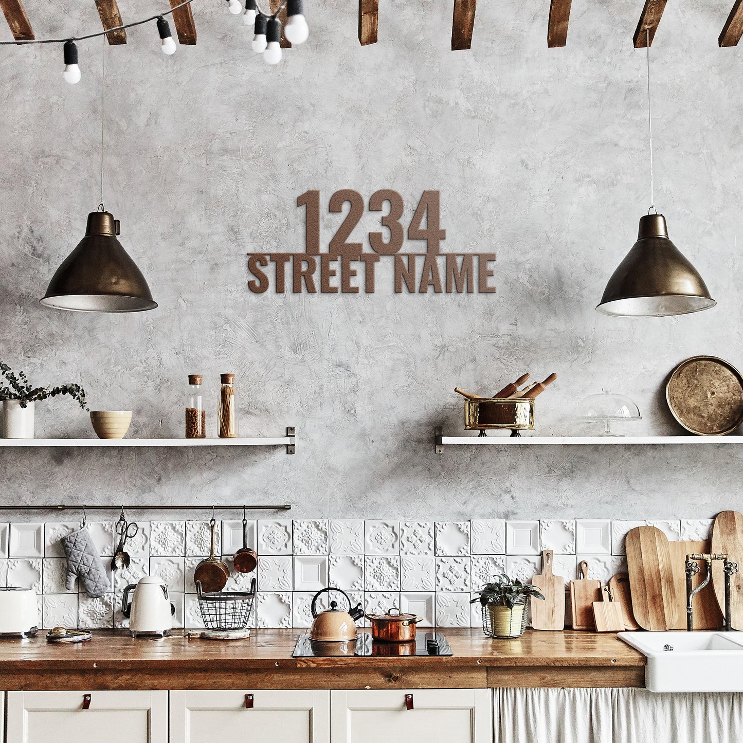 Metal House Number and Street Name Sign, Modern Metal House Numbers, Personalized Street Name Sign, New Homeowner Gift, Custom Wedding Gift, Die-Cut Metal Sign