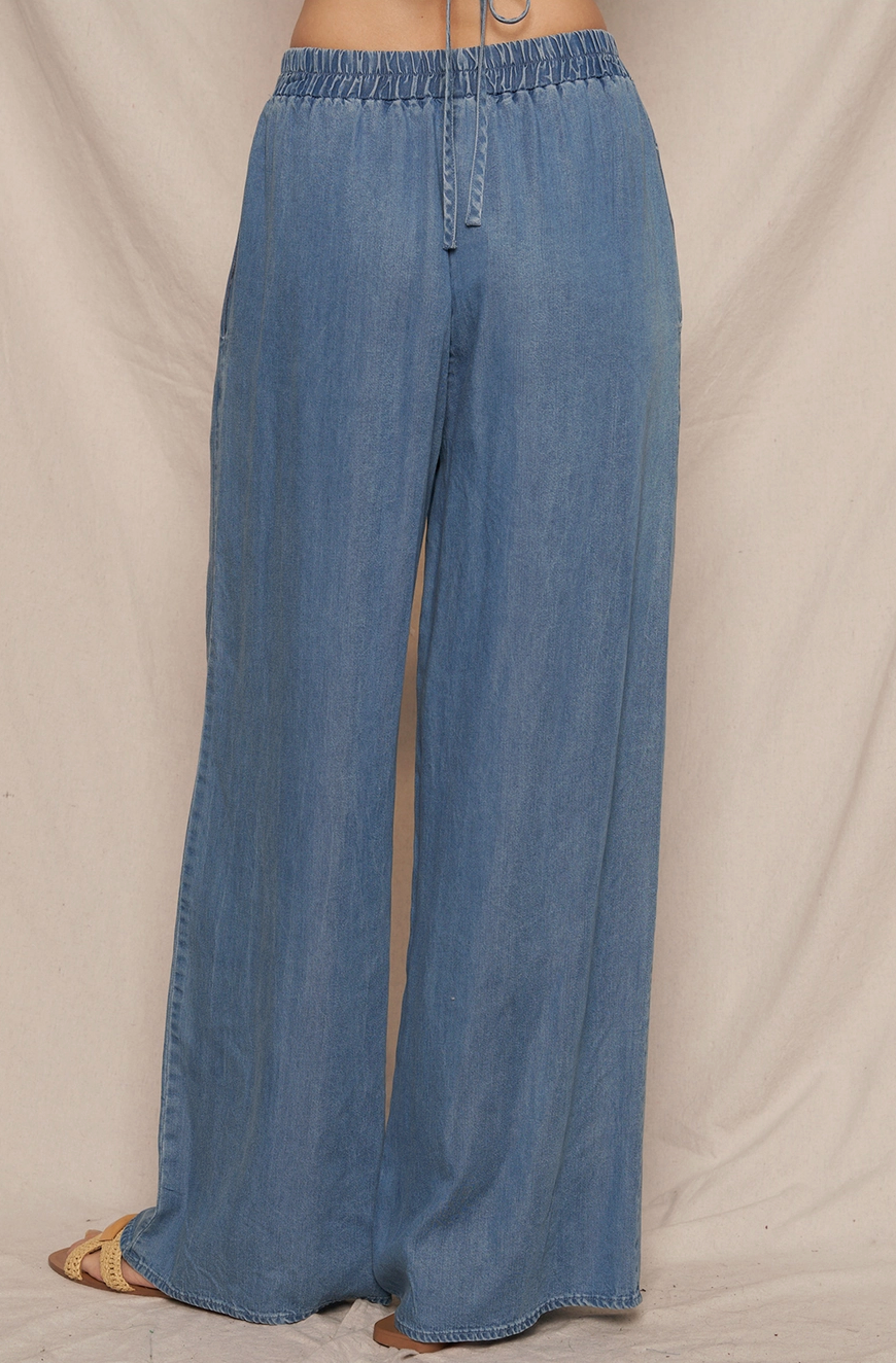 Elastic Waist Denim Pants