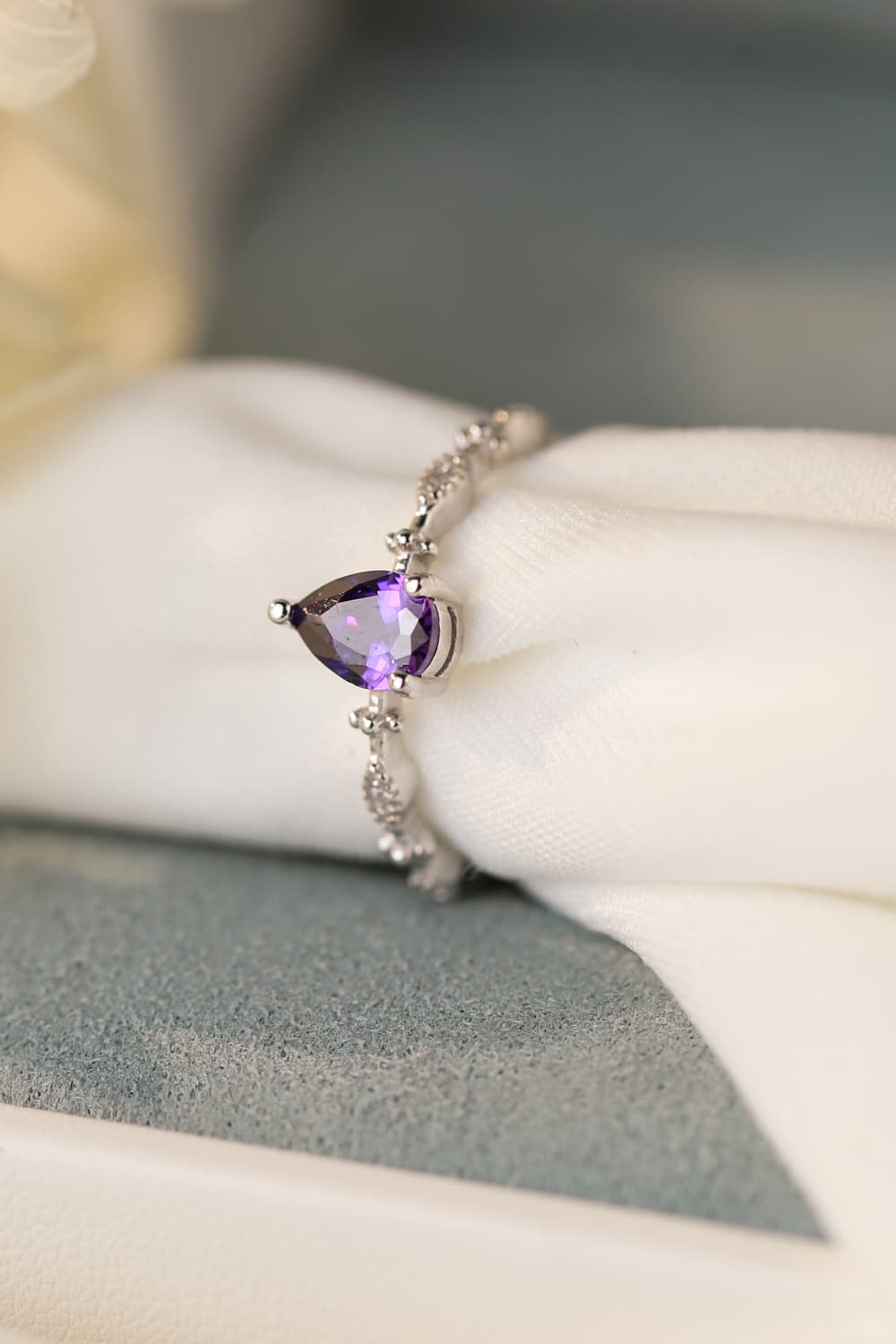 925 sterling silver, Platinum-plated, Amethyst