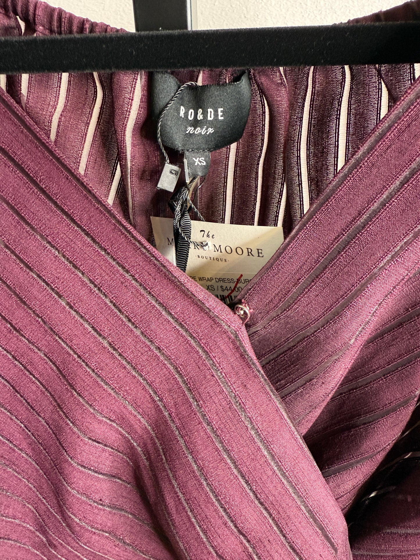 Stripe Wrap Dress in Burgundy