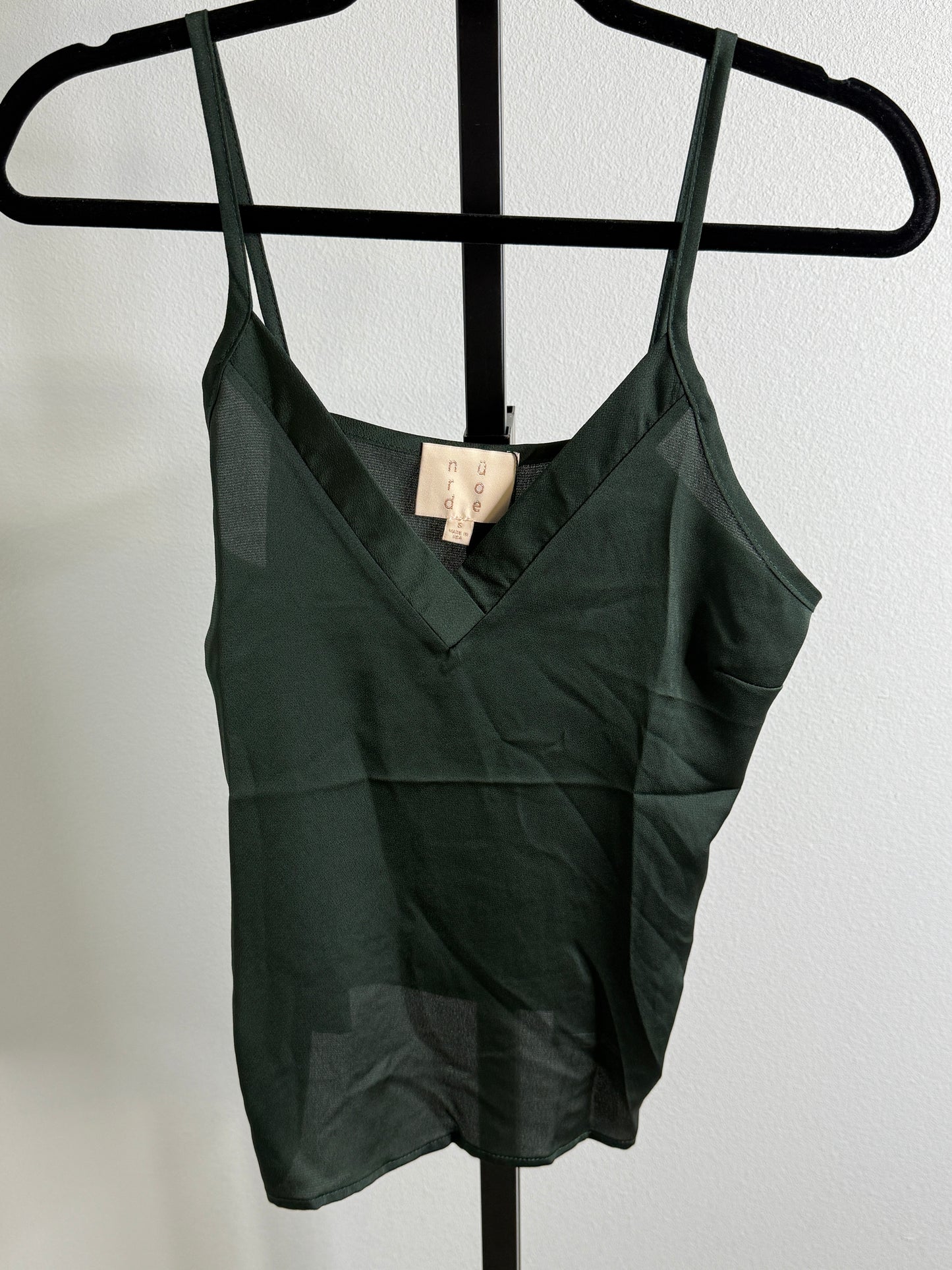 Satin Cami in Hunter Green