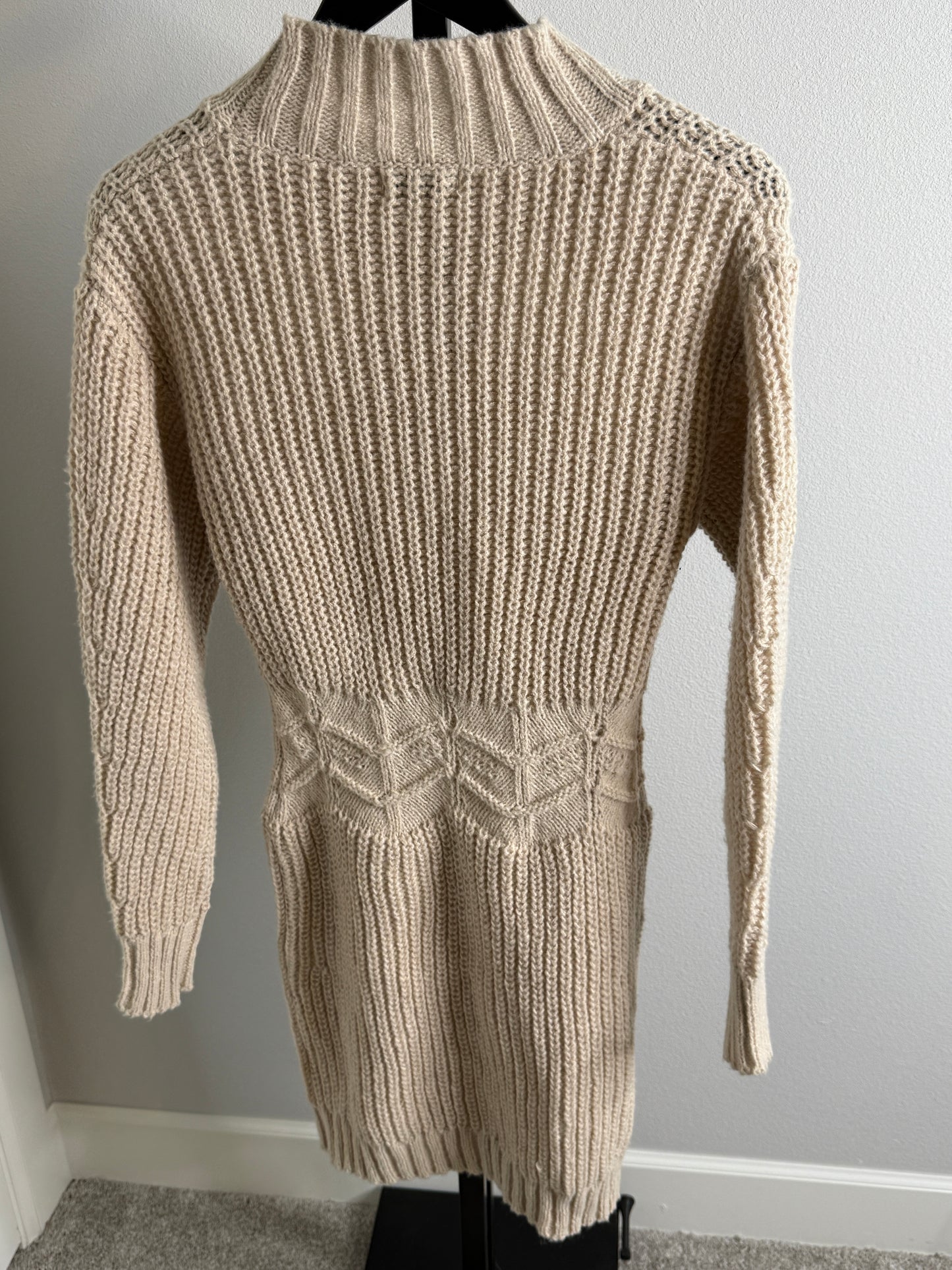 Mock Neck Sweater Mini Dress in Neutral