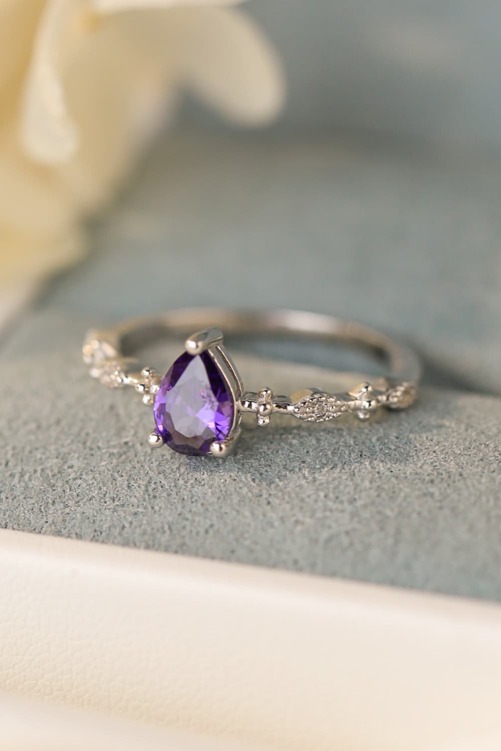 925 sterling silver, Platinum-plated, Amethyst