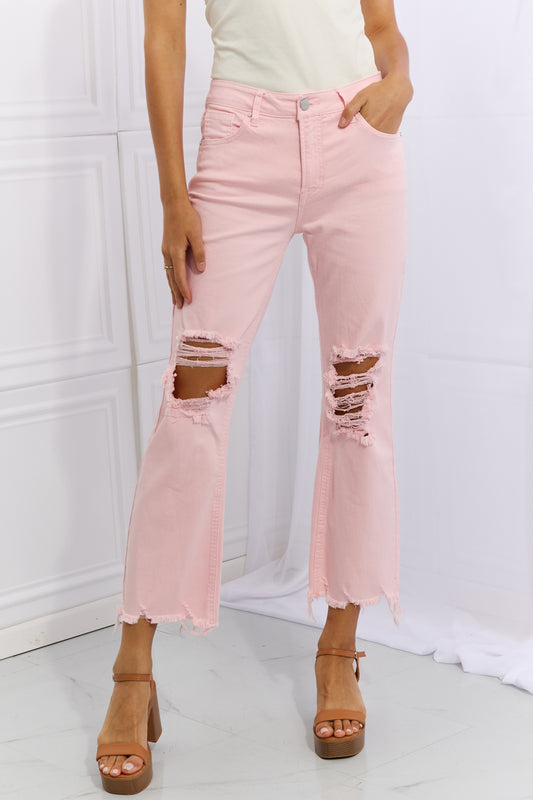 Distressed Ankle Flare Jeans